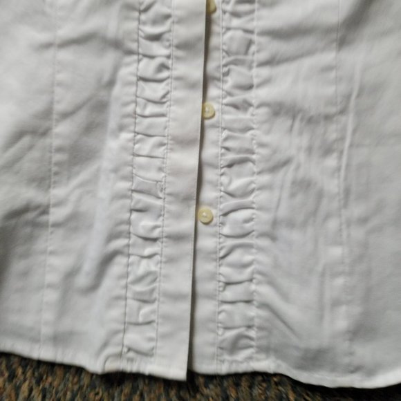 Coldwater Creek White No Iron Pleated Short Sleeve Blouse Size Small - Picture 7 of 9
